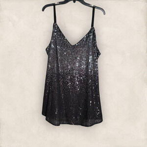 Torrid Sophie Black Sparkle Sequin Cami Tank Size 2